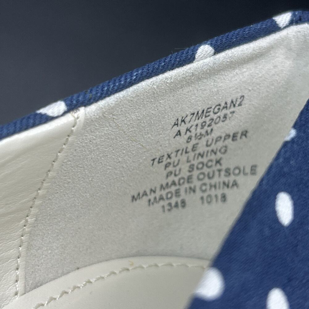 New Anne Klein Womens 8.5M Blue White Polka Dot Peep-Toe Cork Block Heels Megan2 - Picture 8 of 9